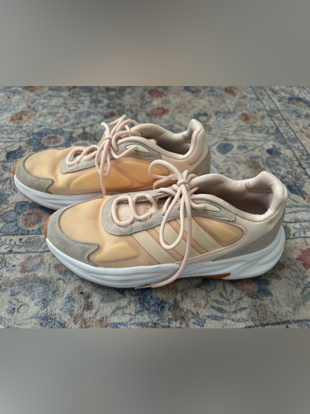 adidas Women's Peach and Beige Chunky Lace-Up Sneakers